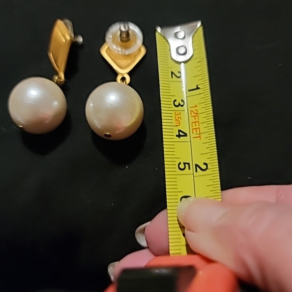 Chic NAPIER Signed Pearl Baroque Vintage Statement Earrings for Pierced Ears